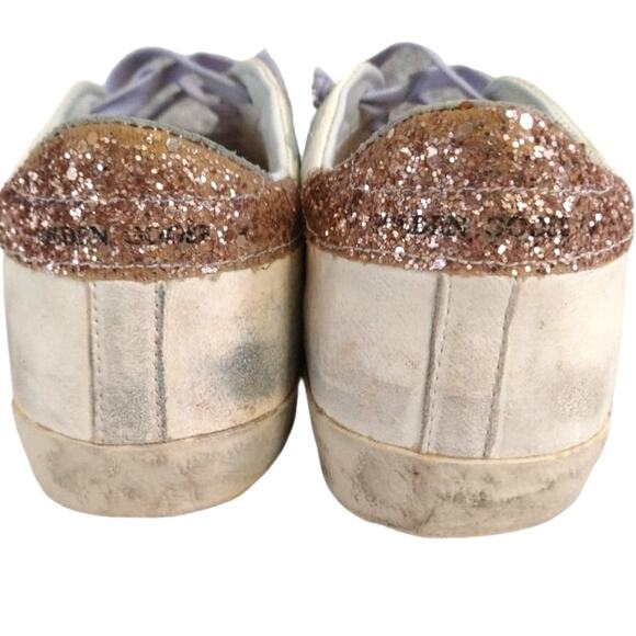 Golden Goose White and Pink Glitter Sneakers - Picture 2 of 16